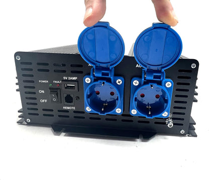 DC 12 V naar AC 230 V 50 Hz 2000 W Nominaal vermogen omvormer 4000W Surge Pure sine-golf met dubbele stopcontacten, USB en LCD-display.