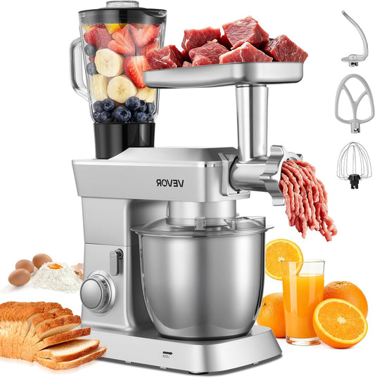 Elektrische Keukenmachine – Foodprocessor – Mixer – Blender – Deegkneder – 1300 W Motor – 4,3 L Roestvrijstalen Mengkom