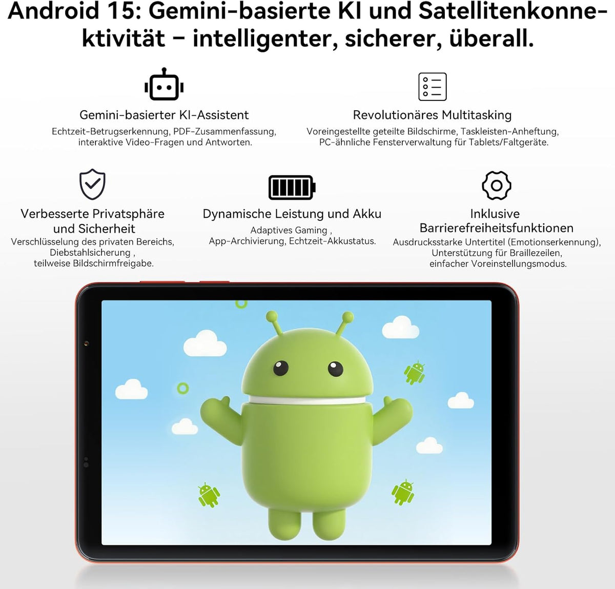 Blackview Zeno 1 8 inch tablet Android 15 90Hz 800 x 1280 – ultra licht en compact gaming, T615 8 Core AI Chip, 18 GB RAM + 256 GB ROM (2 TB TF)/4G LTE + WiFi5G/Face ID/6000 mAh/8 MP + 8 MP/Widevine