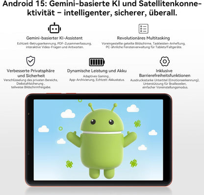 Blackview Zeno 1 8 inch tablet Android 15 90Hz 800 x 1280 – ultra licht en compact gaming, T615 8 Core AI Chip, 18 GB RAM + 256 GB ROM (2 TB TF)/4G LTE + WiFi5G/Face ID/6000 mAh/8 MP + 8 MP/Widevine