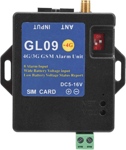 4G/3G/GSM Alarm Beveiligingssysteem Waarschuwingsmodule 8-kanaals Ingang Laag Verbruik Beveiligingsalarm Voor Beveiliging Thuismagazijn(EU Frequency-Zwart)