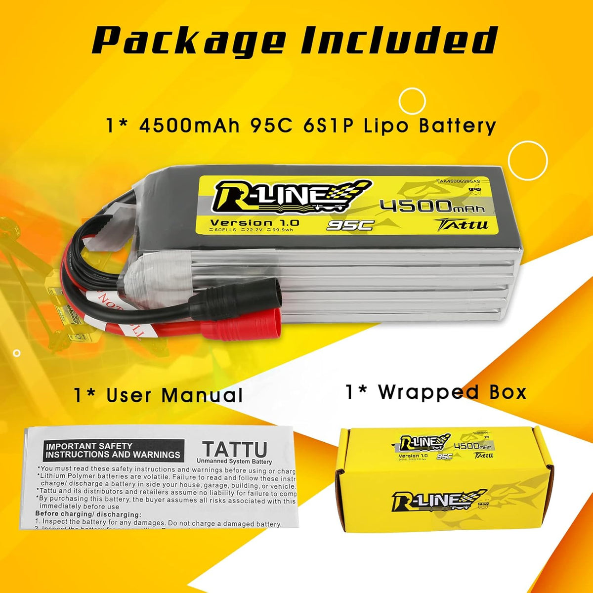 6S LiPo Accu – RC Batterij – Drone Accu – RC Auto Accu – FPV Racing Accu – 4500 mAh Capaciteit – 95C Ontlaadsnelheid – Softcase Behuizing – AS150 Stekker