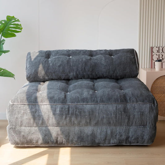 MAXYOYO Opvouwbare slaapbank, converteerbare slaapstoel met kussen, matras met rugsteun, draagbaar stoelbed, comfortabele lounge voor woonkamer, slaapkamer, antraciet, dubbel
