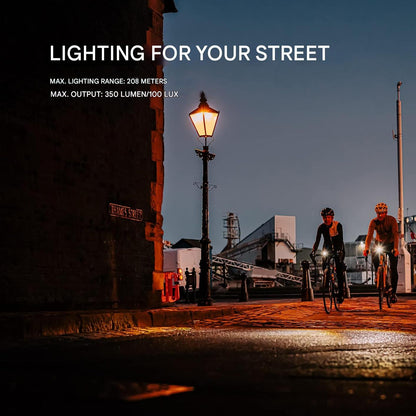 Fietslamp - Fietslicht - Krachtige Fietslamp Voorzijde - 350Lm - 100Lux - 208m Lichtsterkte - StVZO Goedgekeurd - met 3 Lichtstanden - LED - IPX6 Waterdichte - USB Oplaadbare Voorzijde  Licht - Kunststof - 18.4 x 7.9 x 6.2 cm - Zwart