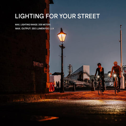 Fietslamp - Fietslicht - Krachtige Fietslamp Voorzijde - 350Lm - 100Lux - 208m Lichtsterkte - StVZO Goedgekeurd - met 3 Lichtstanden - LED - IPX6 Waterdichte - USB Oplaadbare Voorzijde  Licht - Kunststof - 18.4 x 7.9 x 6.2 cm - Zwart