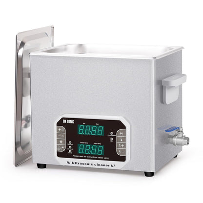 DK SONIC Ultrasoon Reiniger 10L, 240W Zwaar-Duty Sonic Cleaner Met Timer, Verwarming & Aanraakbediening, Multi-Toepassing voor Motorfiets Engines, Carburateurs, Kettingen (Inclusief Mand)