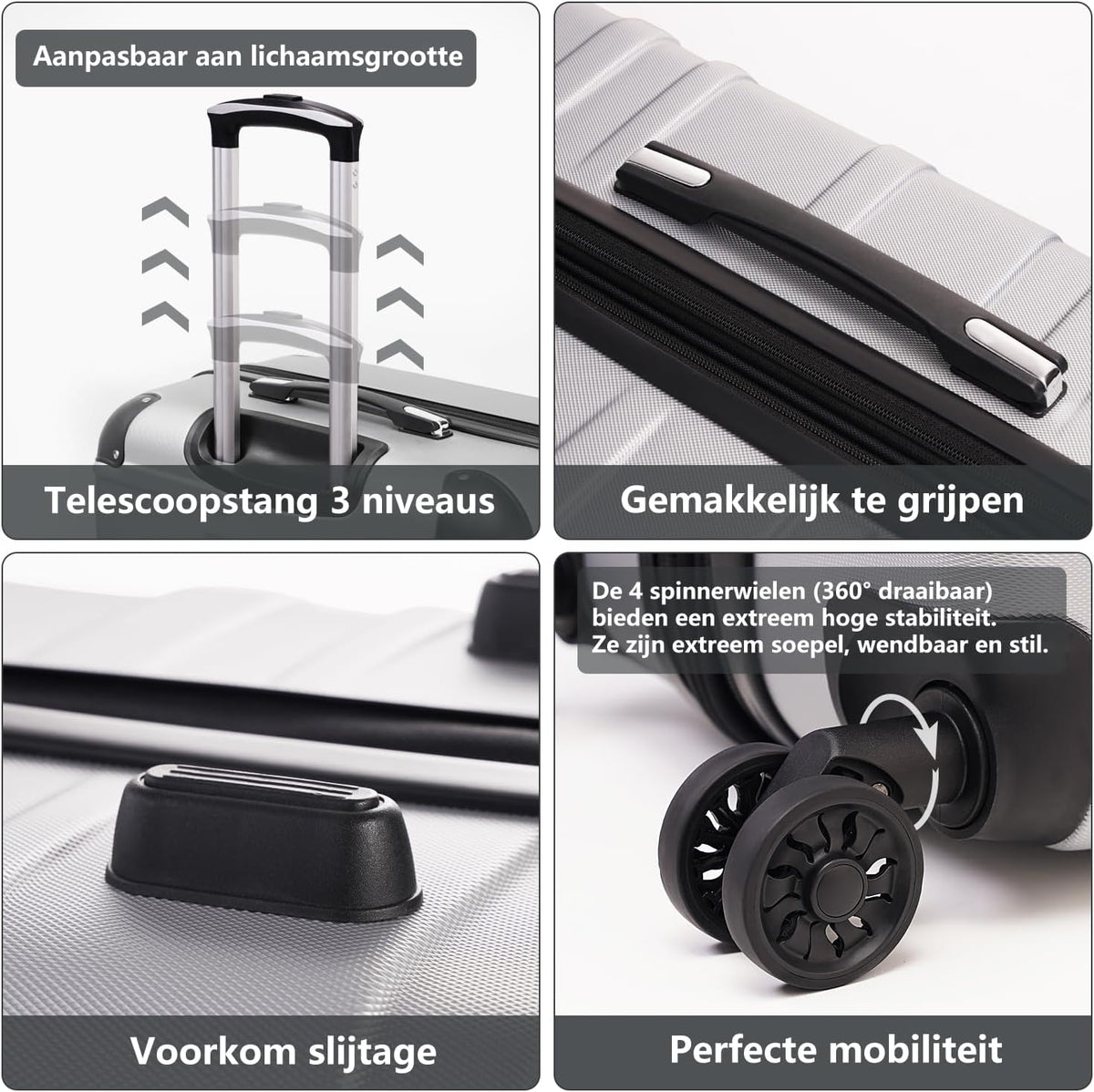 COOLIFE Reiskoffer hardshell koffer Grote Inchecken Uitbreidbare Koffer Bagage Lichtgewicht Reiskoffer incl. TSA-slot trolley bagage rolkoffer 4 wielen ABS harde schaal (Meer Blauw, 77cm-93L)