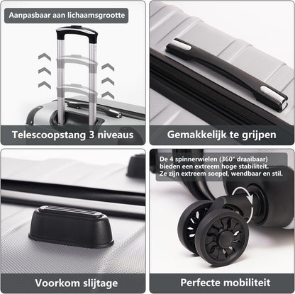 COOLIFE Reiskoffer hardshell koffer Grote Inchecken Uitbreidbare Koffer Bagage Lichtgewicht Reiskoffer incl. TSA-slot trolley bagage rolkoffer 4 wielen ABS harde schaal (Meer Blauw, 77cm-93L)
