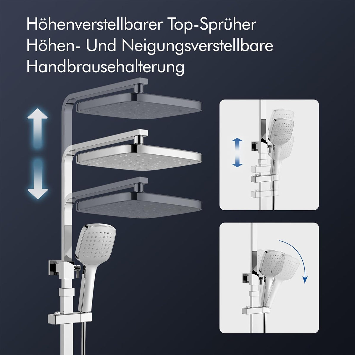 Complete Douche Set – Douchekraan – Regendouche – Handdouche – Thermostaatkraan – Hoogglans Chroom – Constante Temperatuurregeling