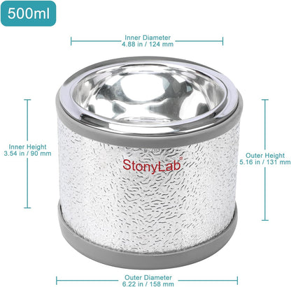 stonylab Dewar Kolf, Halfbolvormig Borosilicaatglas Dewarkolf met Auminium Base, 90 mm Binnendiepte en 124 mm Binnendiameter voor Laboratorium, 500 ml