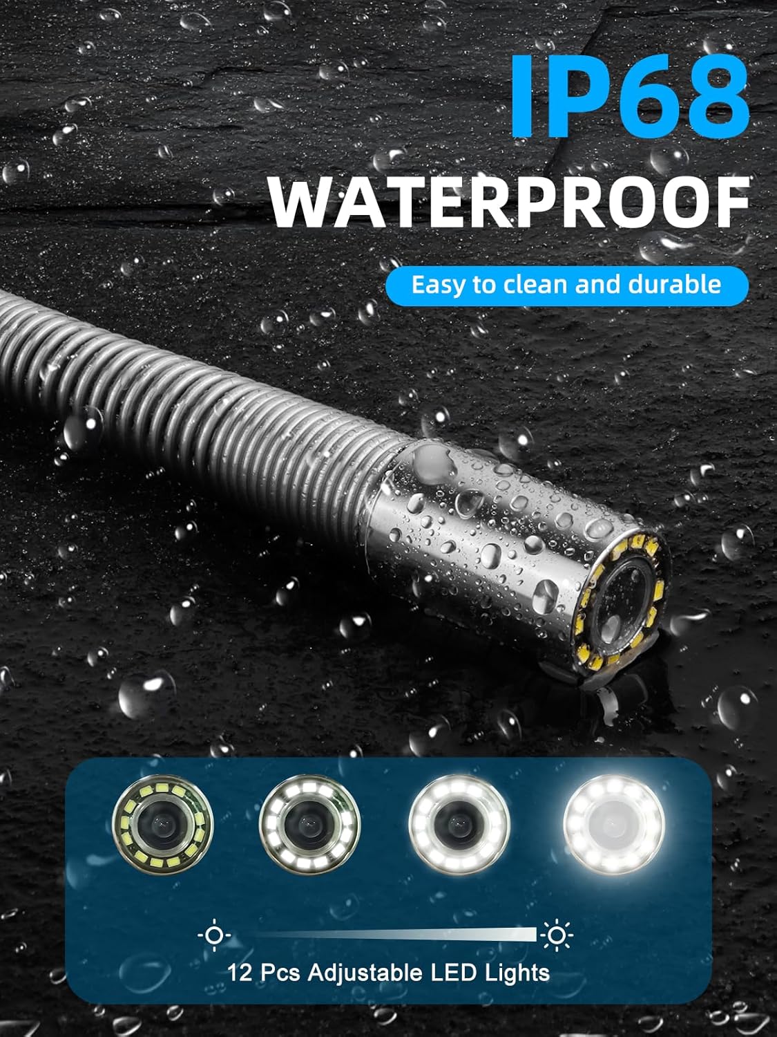 Rioolcamera 20 m, afvoerinspectiecamera met 512hz zender, 9 inch pijp Borescope HD met afbeelding zelfnivellerende, professionele Snake Cam endoscoop voor afvoerkanaal Inclusief 32 GB TF-kaart
