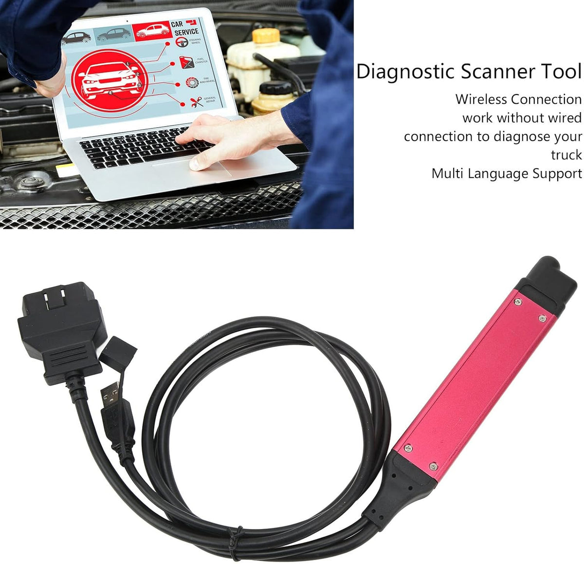 Diagnoseapparaat – Autodiagnose Tool – Foutcode Lezer – OBD2 Scanner – Truck Scanner – Draadloos Wifi – CAN-netwerk Ondersteuning