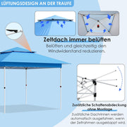 Paviljoen - Tuinpaviljoen - Partytent - Tuintent - Pop-up Kliksysteem - met 4 Muggennet Zijpanelen - Roldraagtas - Waterdicht - Stabiel - Dubbel Dak - UV-bescherming 50+ - 4 Zandzakken - voor Patio - Markt - Camping - 3.6 x 3.6 m - Blauw