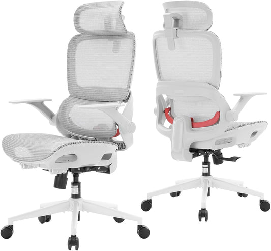 Ergonomische Bureaustoel – Bureaustoel Met Hoofdsteun – Kantoorstoel – Werkstoel – Draaistoel – Verstelbare Lendensteun – Ademend Mesh Materiaal