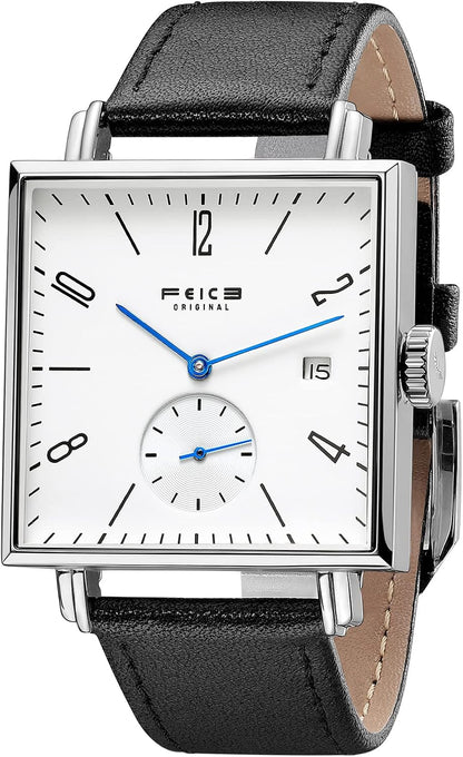 FEICE Unisex Square Watch Men's Bauhaus Automatic Watch Mechanical Watches Analog Wristwatch -Sapphire Mirror -34mm Case -FM301