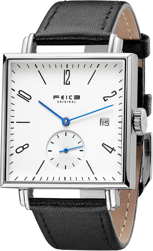 FEICE Unisex Square Watch Men's Bauhaus Automatic Watch Mechanical Watches Analog Wristwatch -Sapphire Mirror -34mm Case -FM301