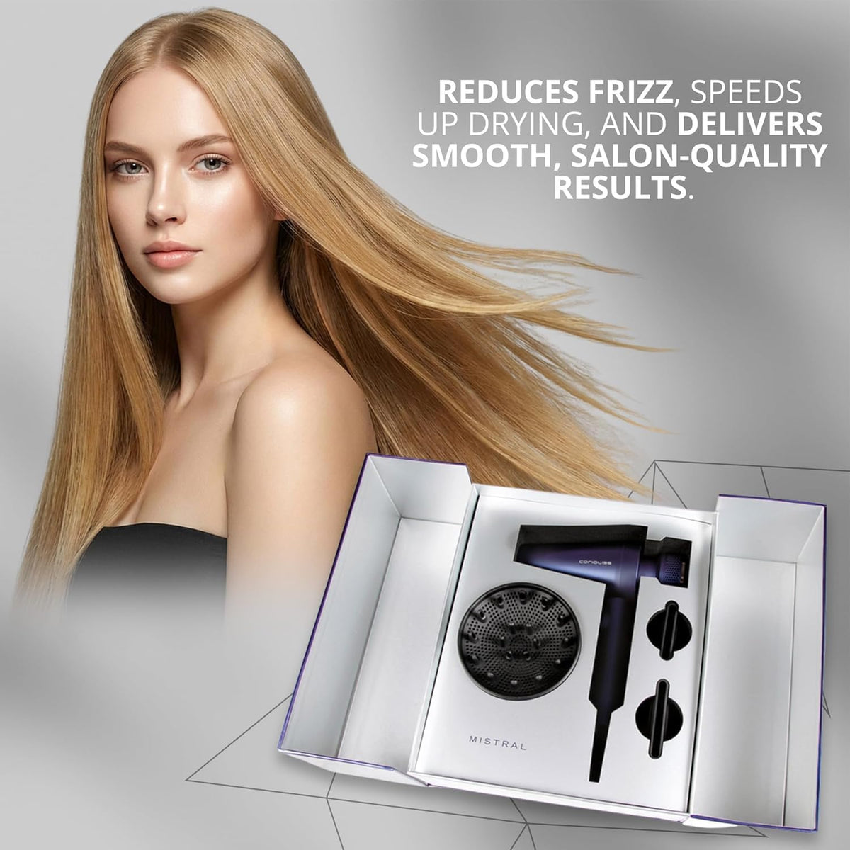 Corioliss Mistral Professionele Föhn 2000W met BLDC Motor, Ionische Anti-Frizz Haardroger, Lichtgewicht en Stil, Diffuser en 2 Professionele Blaasmonden voor Salonresultaat Thuis