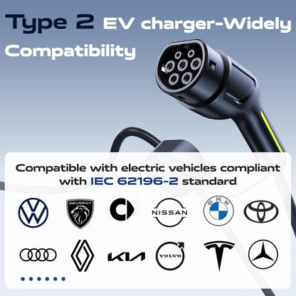 EV Oplader Type 2 – Elektrische Autolader – Laadkabel EV – Portable Oplader – EV Charger – 16 A 3,6 kW – Programmeerbaar Opladen & 5 Meter Kabel