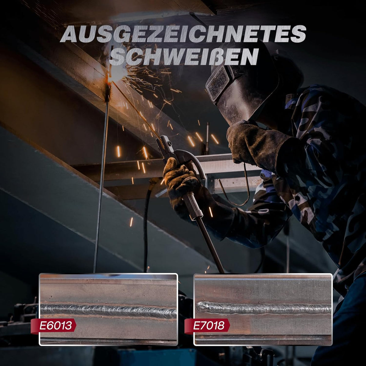 ARCCAPTAIN Elektrodenlasapparaat 200 A met groot led-display, inverter-lasapparaat ARC met en IGBT-inverter, draagbaar laserlasapparaat, 230 V met hete start, boogkracht