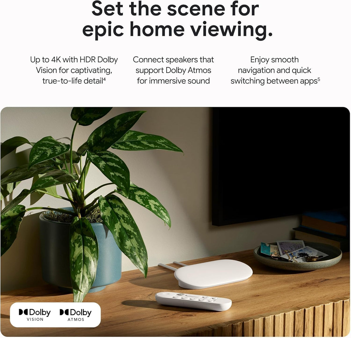 Google TV Streamer 4K – ontspannen entertainment door snelle streaming en afstandsbediening met spraakzoeken – films, series, live-uitzendingen en Netflix in 4K HDR – 32 GB opslagruimte – Porselein