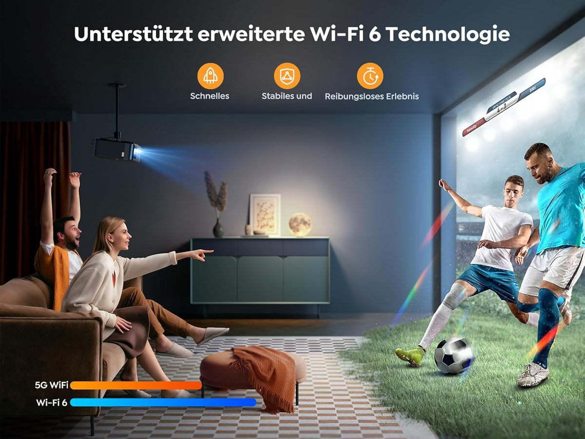 Beamer 4K met Android TV 12.0, Sound by JBL, Dolby audio, NFC, autofocus, automatische trapeziumcorrectie, WiFi6, Bluetooth, YABER K2s 1000 ANSI 1080p full HD-beamer, thuisbioscoop, outdoor, 300 inch