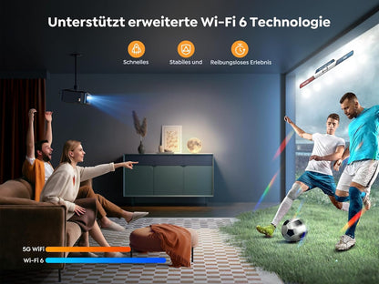 Beamer 4K met Android TV 12.0, Sound by JBL, Dolby audio, NFC, autofocus, automatische trapeziumcorrectie, WiFi6, Bluetooth, YABER K2s 1000 ANSI 1080p full HD-beamer, thuisbioscoop, outdoor, 300 inch