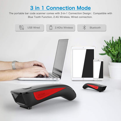 NETUM C990 Bluetooth 2D QR Barcodescanner Draadloos Compatibel, Small Pocket USB 1D 2D QR-codescanner voor inventaris, Barcodescanner voor tablet iPhone iPad Android iOS PC POS