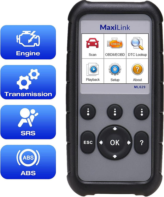 Autel ML629 OBD2-diagnoseapparaat, auto-uitleesapparaat, alle OBDII-dieselmotoren, benzinemotor, airbag, antiblokkeersysteem, motor, transmissiesysteem, diepe diagnose, 14 talen, Duits incl.