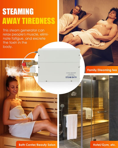 CGOLDENWALL 3 kW stoomgenerator 220 V thuis, ideaal voor sauna/douche/bad/spa, met automatische afvoer, digitale led-regelaar 35-55 °C, voor het verwarmen van ruimtes van 3 m³