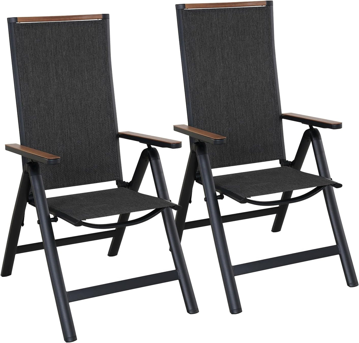 Grand patio Tuinklapstoel, ligstoel, balkonstoelen, tuinstoelen, set van 2, aluminium tuinstoel, inklapbaar, balkonstoel met 6 standen verstelbaar, weerbestendig, eetkamerstoel voor camping, balkon