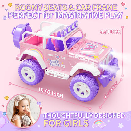 Roze Op Afstand Bestuurde Auto – RC Auto – Raceauto – Speelgoedauto – Offroad Voertuig – 1:16 Schaal – 2,4 GHz Besturing – LED Lampjes & Mist Effect