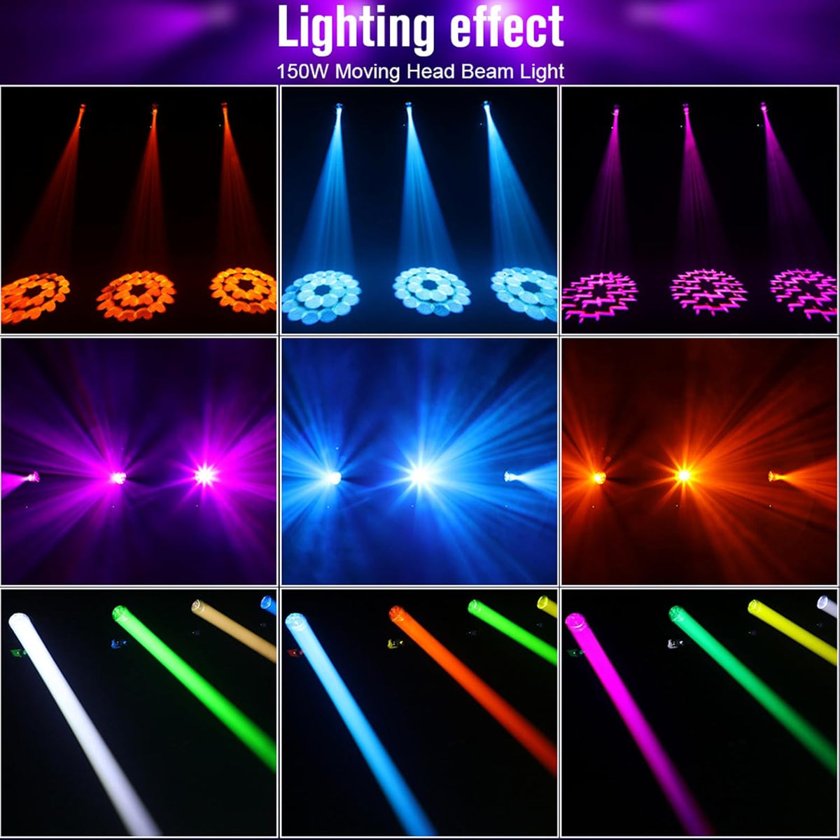 150W Moving Head DJ Licht, BETOPPER Mini LED podiumlicht, RGBW Roto Prisma Beam Licht, geluid geactiveerd & DMX-512 control schijnwerper voor feest, bar, club, DJ podiumverlichting, 1 stuk