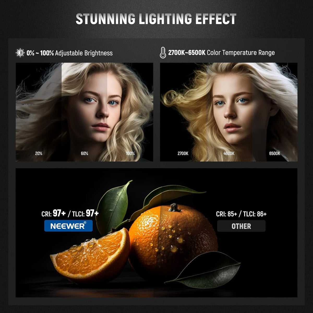 LED-videolicht – Videolamp – Studioverlichting – Continu licht – Fotolicht – 70W 34.000 lux – Bikleur 2700-6500K