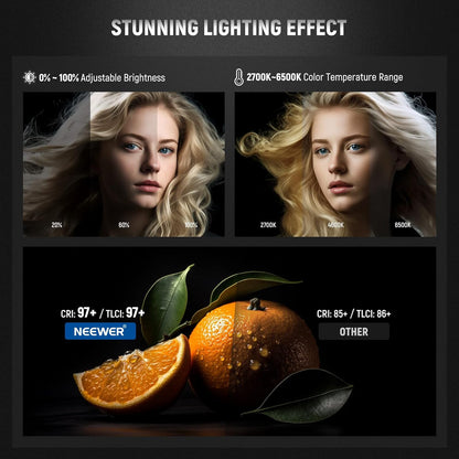 LED-videolicht – Videolamp – Studioverlichting – Continu licht – Fotolicht – 70W 34.000 lux – Bikleur 2700-6500K