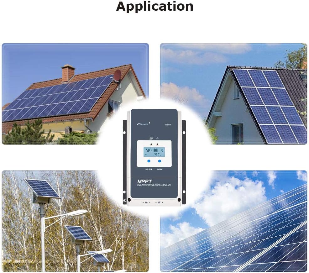 EPEVER 60A MPPT Solar Charge Controller 12V/24V/36V/48V met LCD Display, Open Circuit Voltage tot 150V voor Sealed, GEL, Flooded en User - Tracer 6415AN