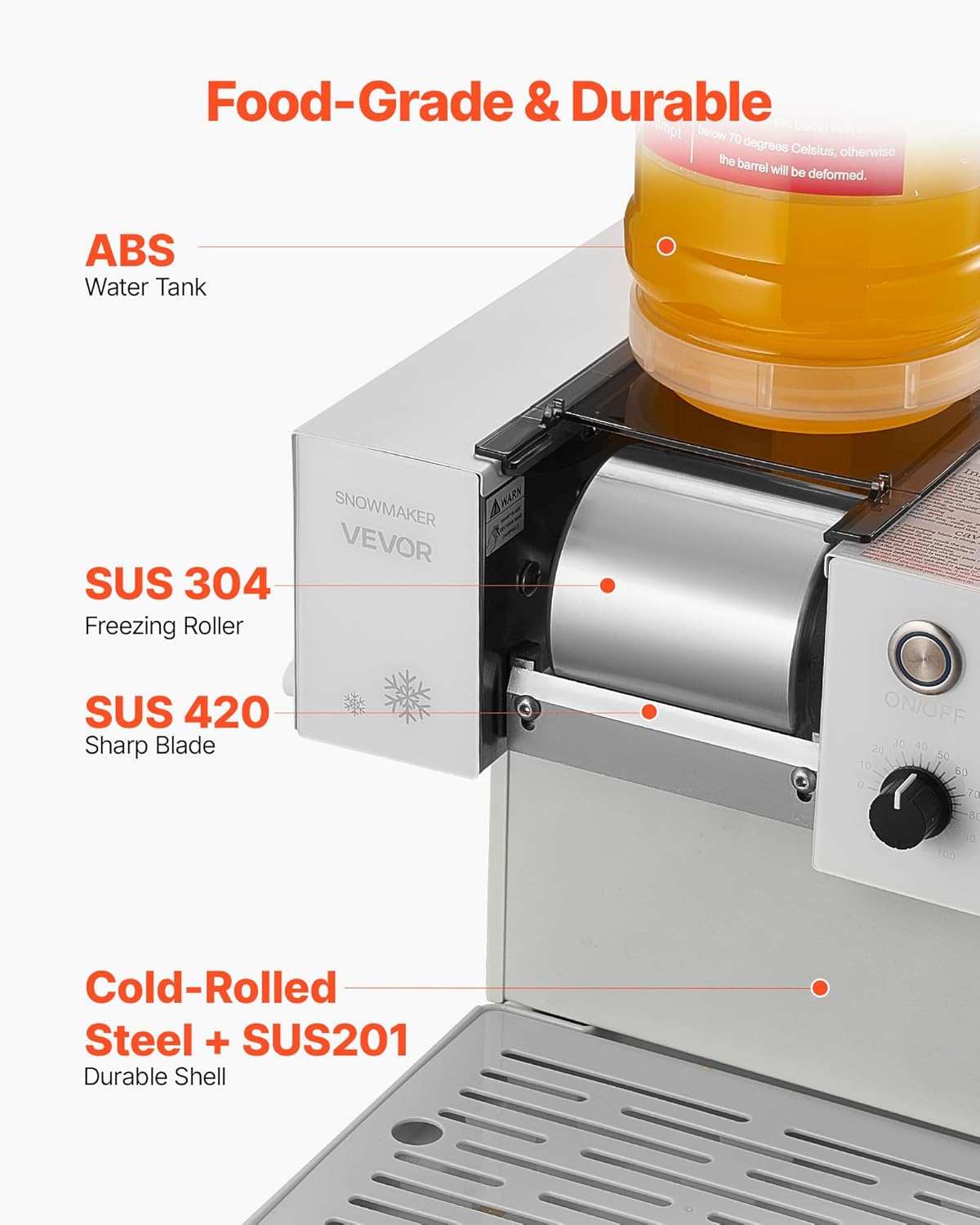 Sneeuwvlok-Ijsmachine – Ijsmachine, Ijsscheerapparaat, Bingsu Machine, Sneeuwijsmachine – 80 kg/dag – 90 sec snelkoeling