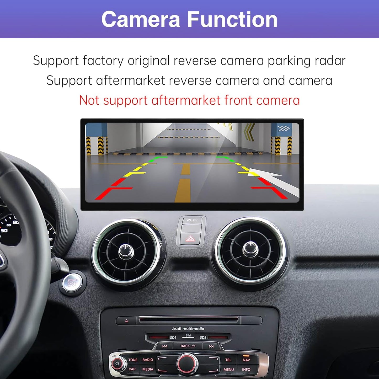 Road Top 12.3 Inch Autoradio Draadloos CarPlay Touchscreen voor Audi A1 2012-2018 Jaar, Autoradio Stereo Multimediascherm, Ondersteuning Draadloos Android Auto, Navigatie, Mirrorlink