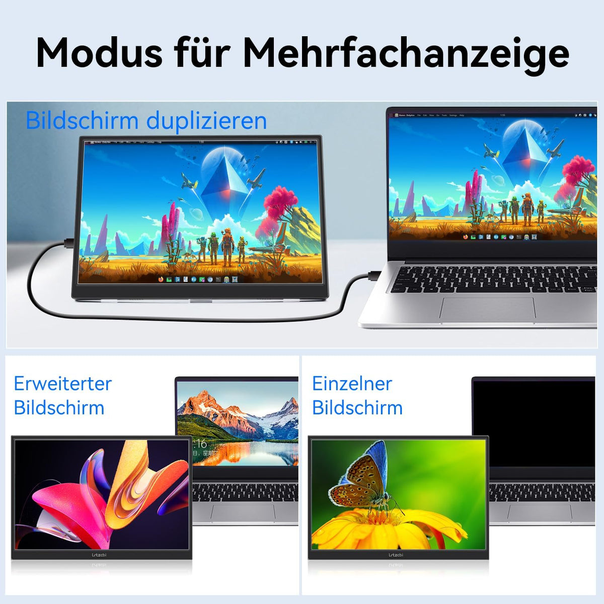 Portable Monitor Touch Screen 14 inch, HDR 1920x1200P IPS Touch Screen with HDMI and USB C, Built-in Speakers/Kickstand Portable Monitor for Laptop Mac Switch Xbox PS3/4 - QUORE