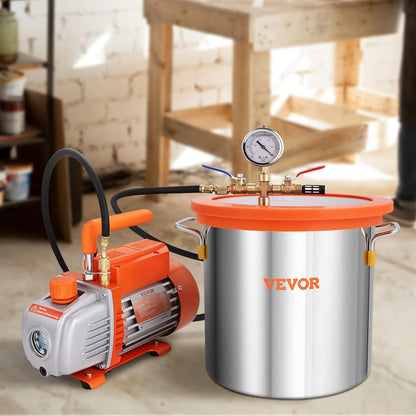 Vacuümpomp – Vacuüm Pomp – Vacuum Pomp – Vacuümset – Houtstabilisatie Pomp – 11 Liter Vacuümkamer – Tempered Glas Deksel – 100 L/min Capaciteit – Inclusief 250 ml Olie