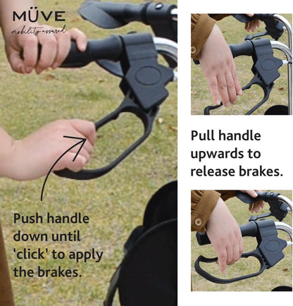 Muve 3-wielige rollator - opvouwbaar, lichtgewicht, met ingebouwde tas, ideaal voor mobiliteitsondersteuning voor ouderen en mensen met een handicap