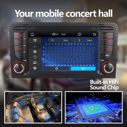Auto Stereo voor Audi A3 S3 RS3 2003-2012 7 inch Touch Screen Car Radio Compatibel systeem met draadloze Carplay Android Auto, ontvanger AM/FM/Bluetooth/USB