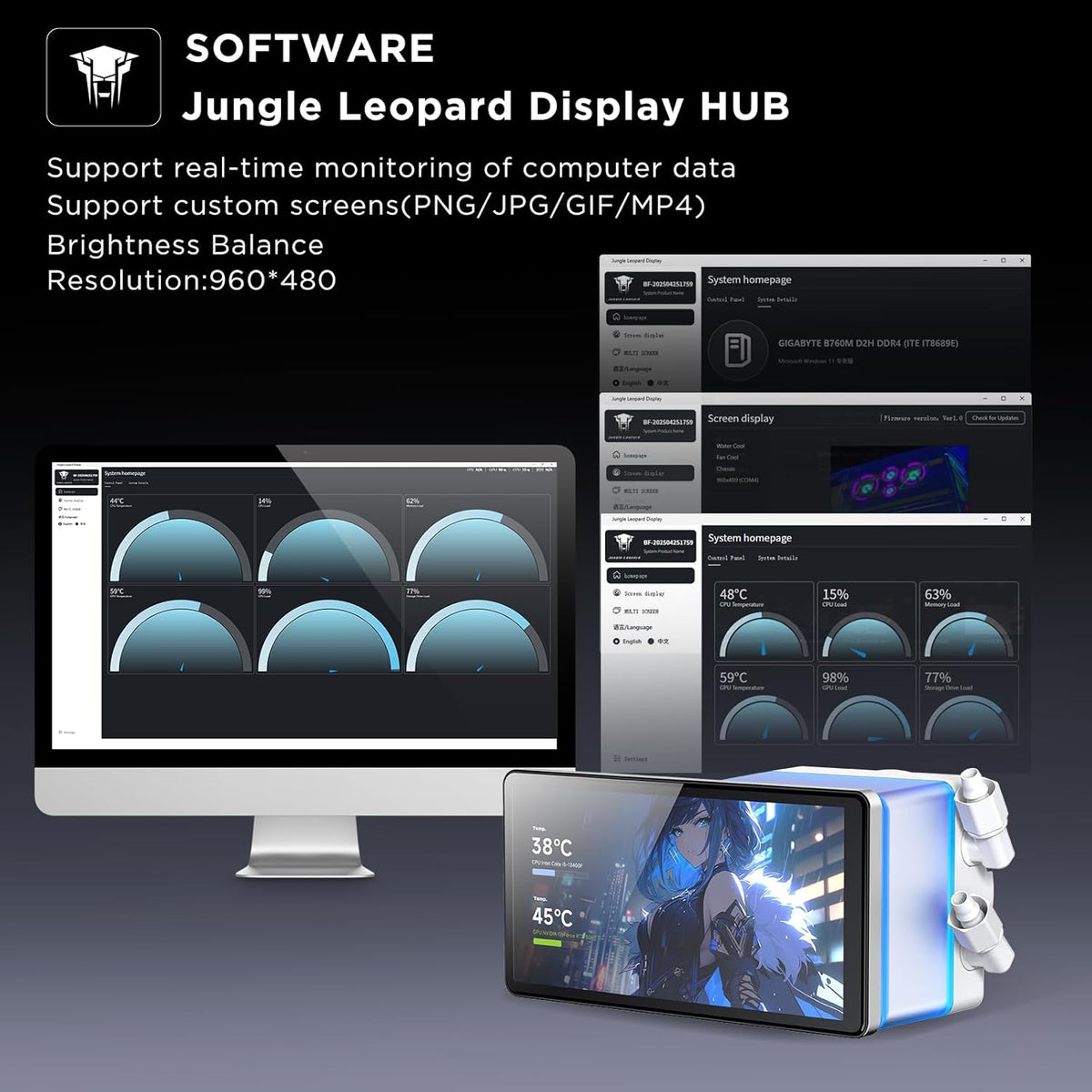 PF360 AIO Waterkoeling 360 mm - CPU Koeler met 5,5 inch LCD-scherm - ARGB - AM4/AM5 en Intel LGA1851/1700 - Wit