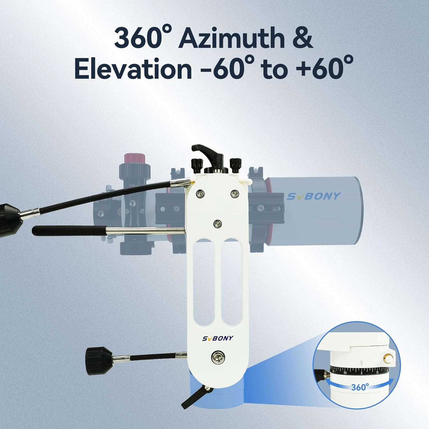 Svbony SV225 Alt-Azimuth Mounting, Aluminum Altazimut Mounting with Adjustable Angle CNC Hollow Structure, Accesorios de Telescopio for Visual Observation, compatible with Celestron 127SLT 150SLT - QUORE