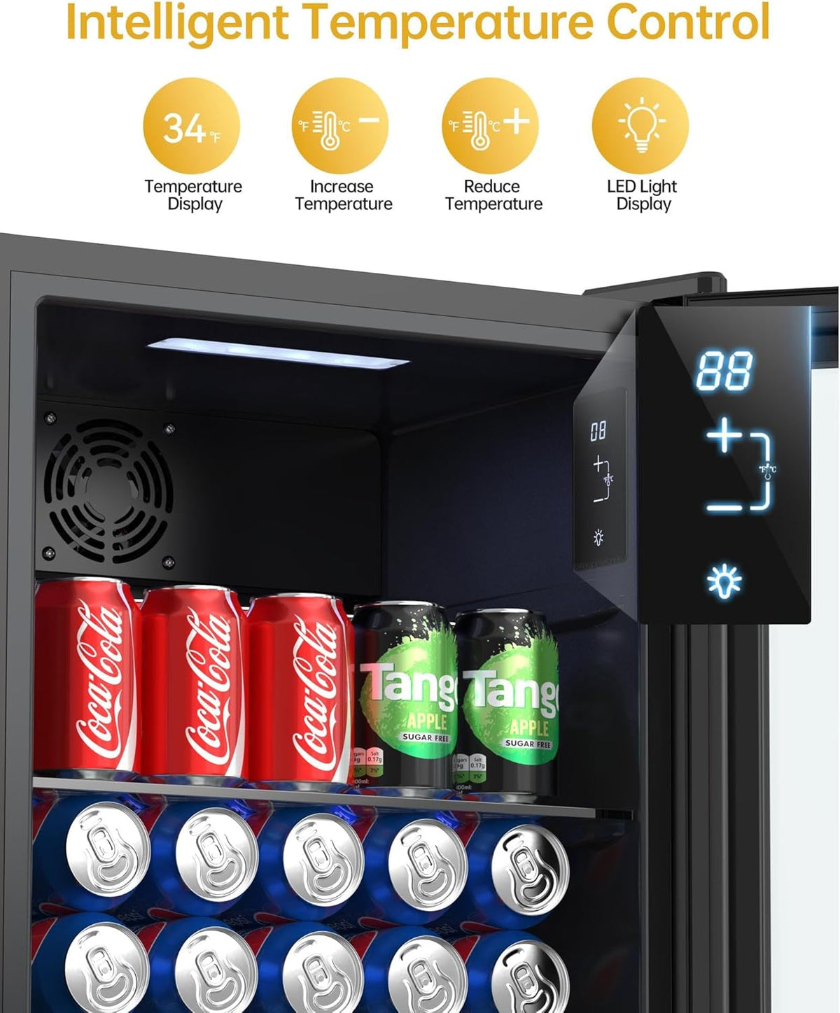 Mini-Koelkast – Drankkoelkast – Koelvitrine – Minibar – Bierkoelkast – 86 Liter Inhoud – 3 Verstelbare Planken