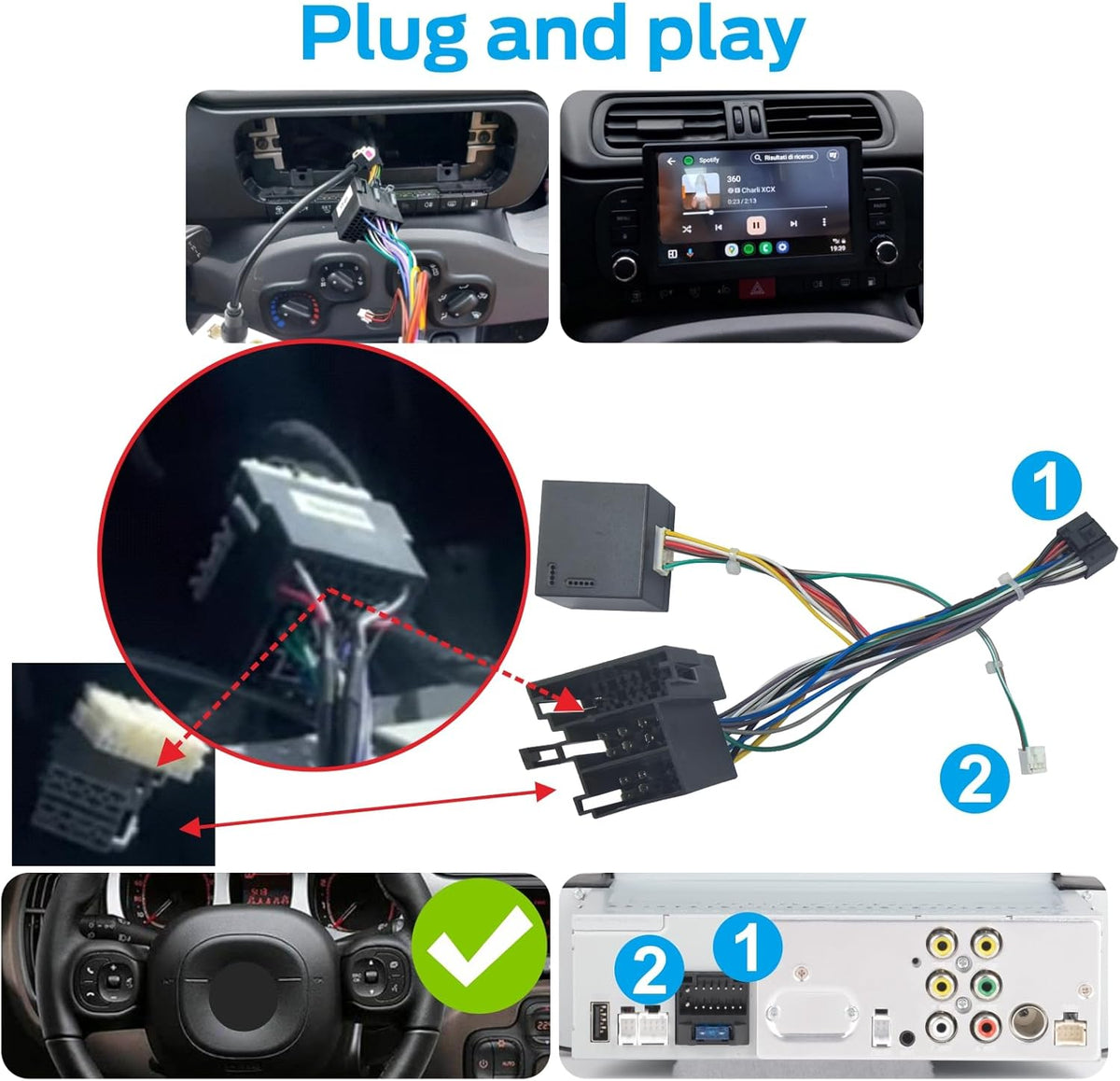 Fast Boot Linux Autoradio Compatible with Fiat Panda 169 2013-2020 | Plug & Play | Bluetooth/Wireless CarPlay/Android Auto/FM/AM/RDS/USB | 100W DSP |
