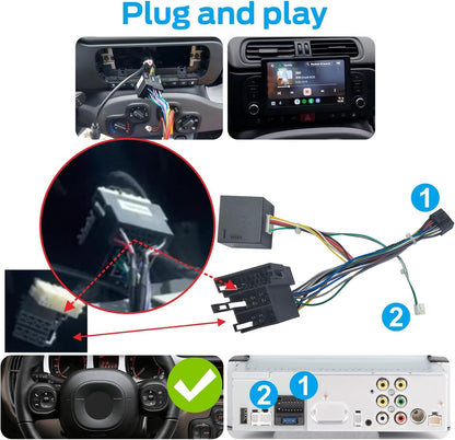 Fast Boot Linux Autoradio Compatible with Fiat Panda 169 2013-2020 | Plug & Play | Bluetooth/Wireless CarPlay/Android Auto/FM/AM/RDS/USB | 100W DSP |