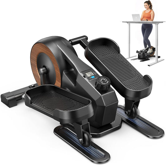 MERACH Mini Elliptical Trainer for Home, Undertable, Electric Cross Trainer with 8 Resistance Levels, Large Pedals, LCD Display, Silent and Portable for Seniors and Adults - QUORE