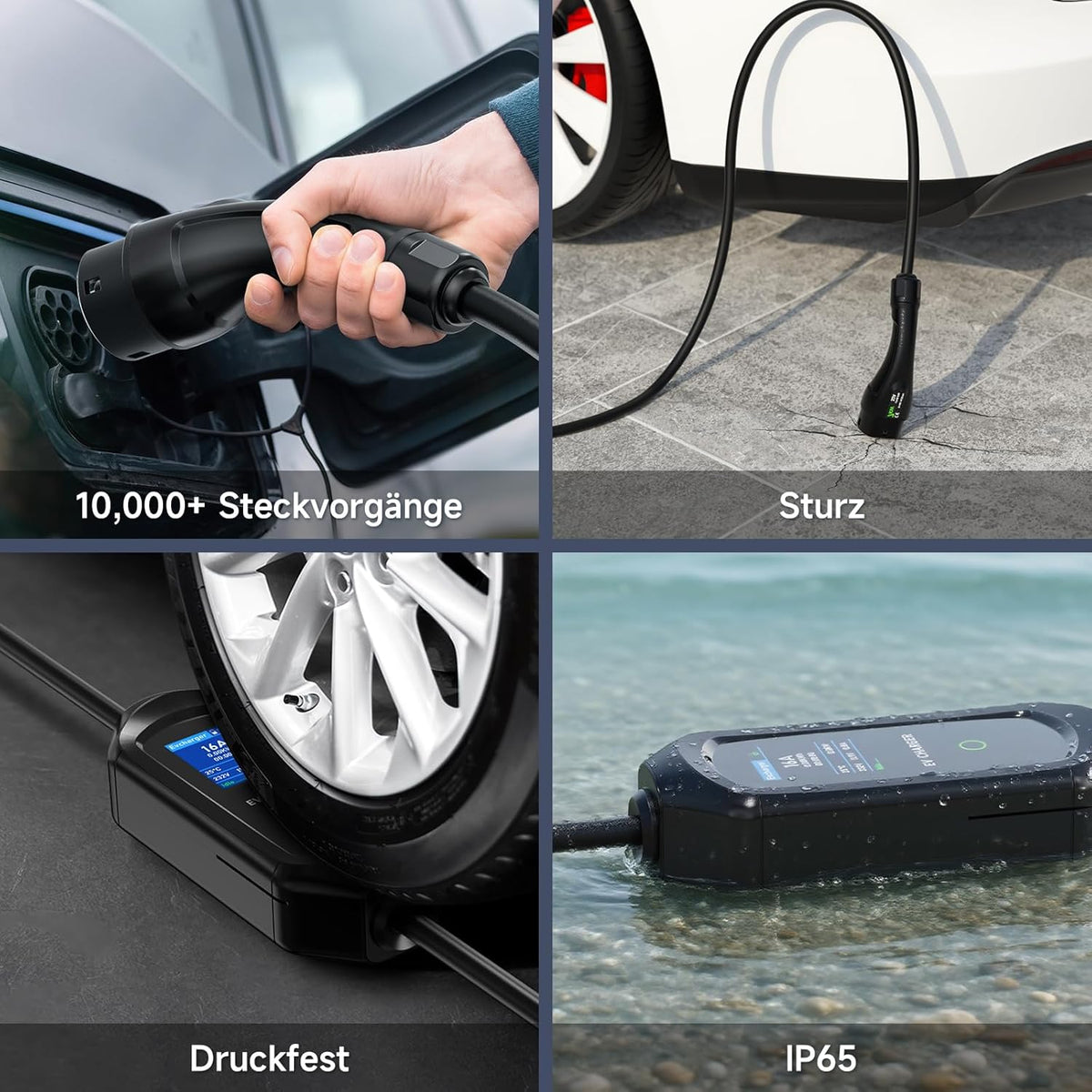 Type 2 oplaadkabel 7 kW mobiele Wallbox, 5 m 6-32 A 1-fasig oplaadkabel type 2 CEE-stekker, draagbare EV oplader met instelbaar laadvermogen en timerfunctie, voor EV PHEV IEC 62196-2