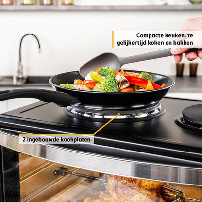 TZS First Austria - Minibakoven met kookplaten 30L 3200 W - Mini oven pizzaoven met kookplaten tot 230°C & 6 verwarmingsmodi - Minioven combi-apparaat met 4 inschuifhoogtes & hoogwaardig toebehoren