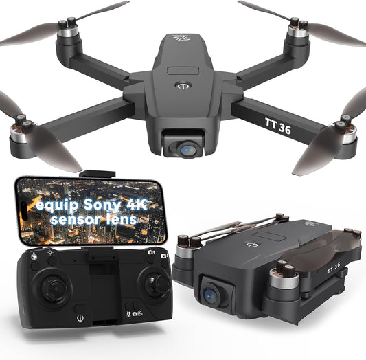 TT36 GPS Drone met Camera 4K voor Volwassenen 5G WiFi Realtime Transmissie GPS Intelligente Terugkeer RC Quadcopter Borstelloze Motoren Drones voor Beginners
